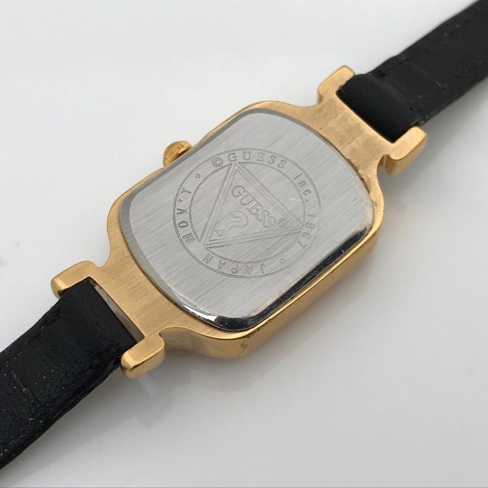 Guess Women Watch Gold Tone Black Leather Band - Picture 3 of 8